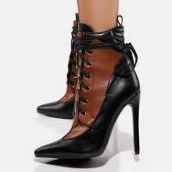 Dollskill Azalea Wang Inherit The Crown Lace Up Boots, 7.5, brown black - Picture 3 of 8